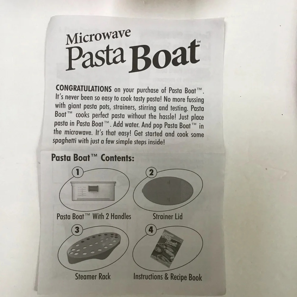 Pasta‎ Boat Microwave Spaghetti Pasta Cook Set NWOT